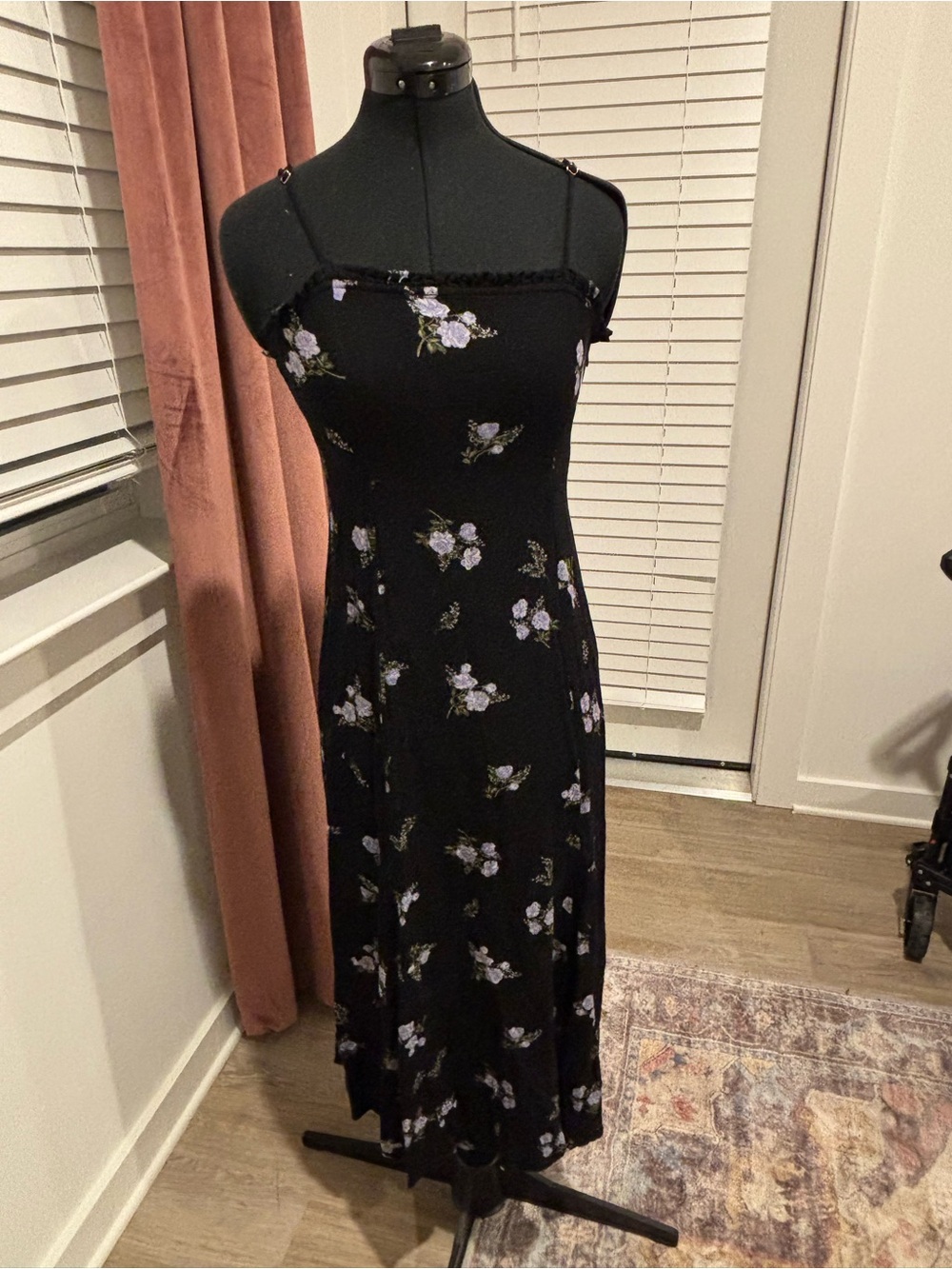 saltwater LUXE Black Maxi Dress with Lavender Floral Print